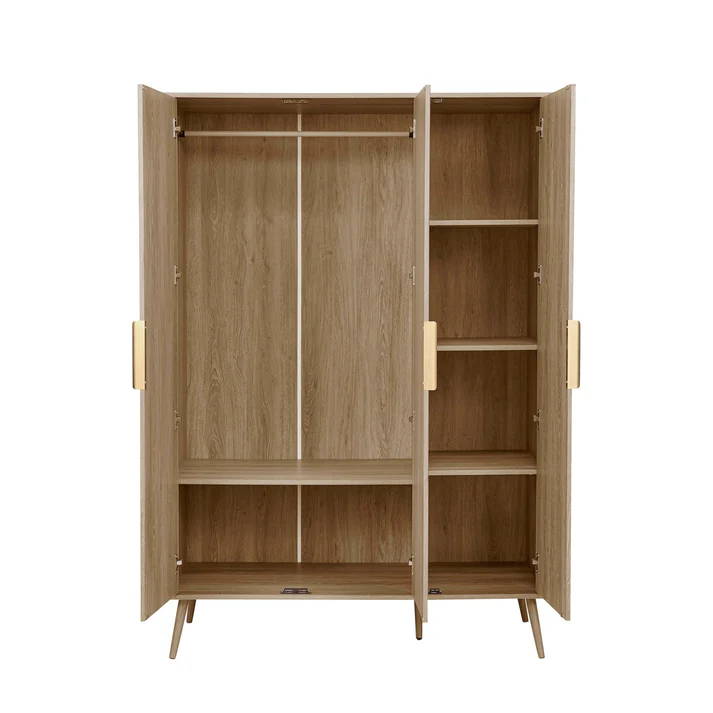 Hattie 3 Door Wardrobe - Light Wood - Image 2