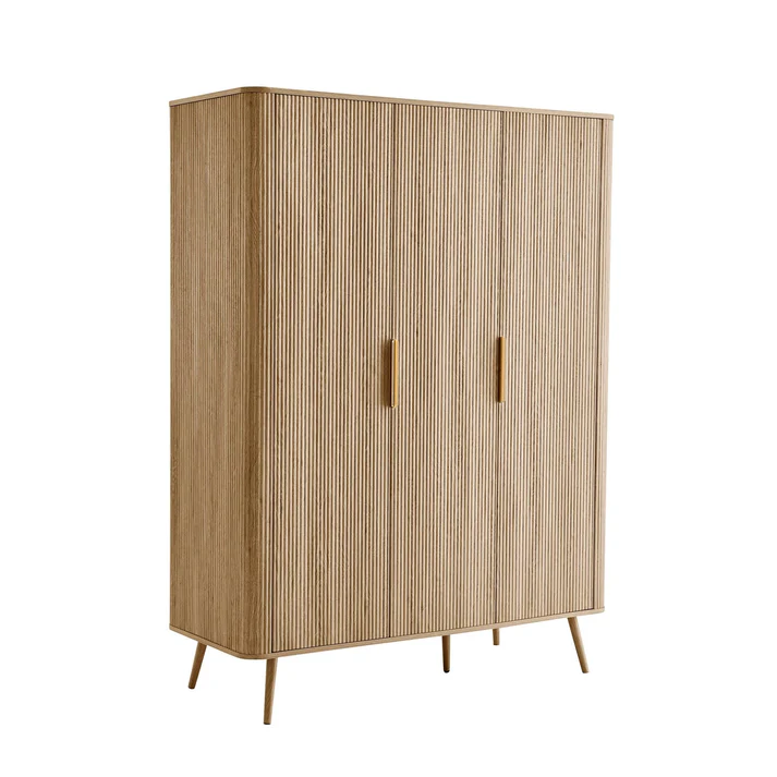 Hattie 3 Door Wardrobe - Light Wood - Image 3